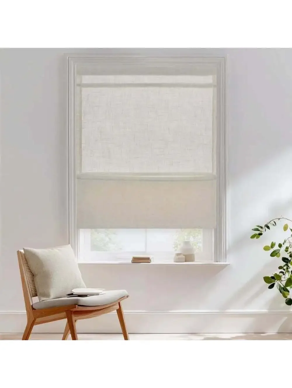 StangH Cordless Magnetic Roman Shade Linen Light Filtering Door Blind 23x64